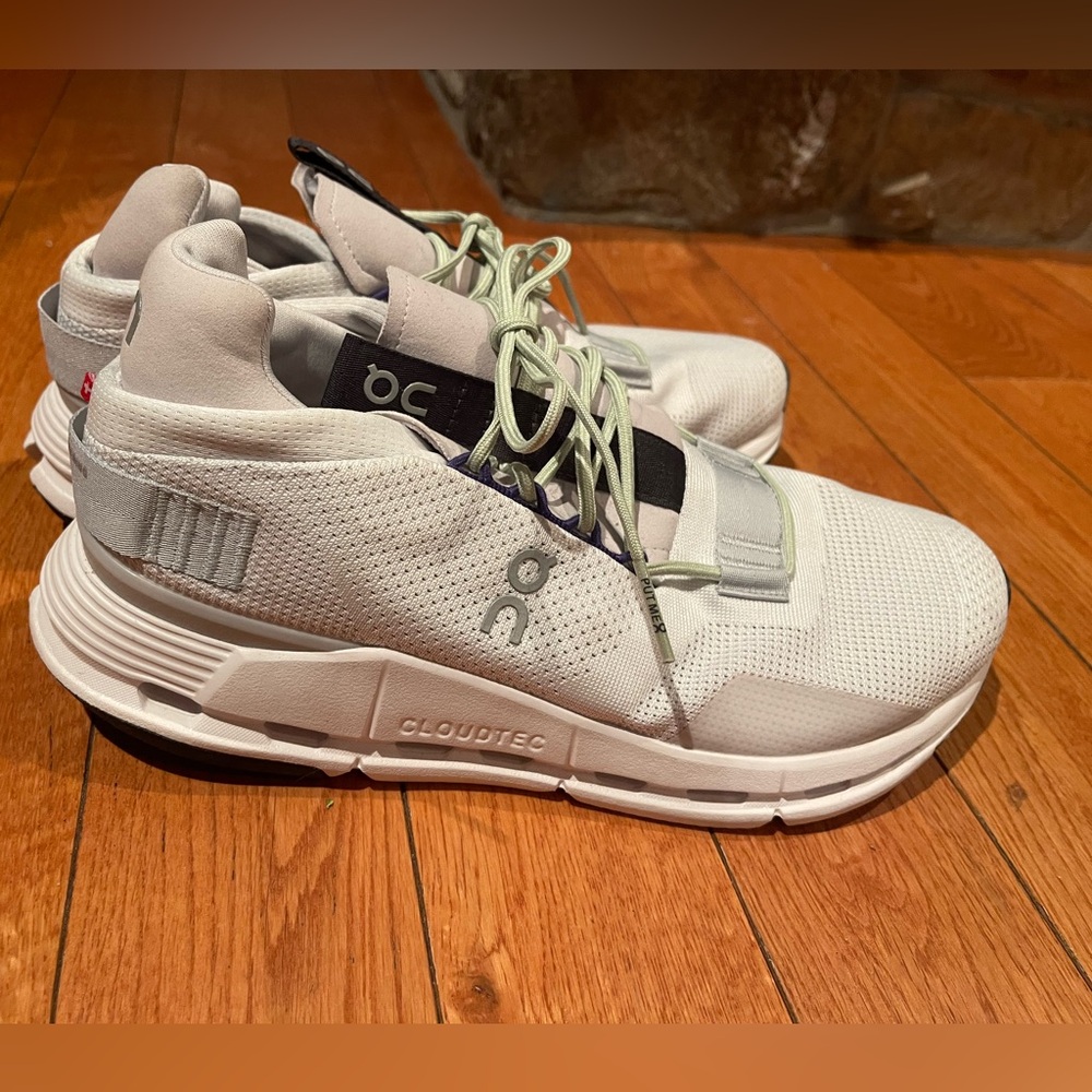 On Running White and Gray Sneakers